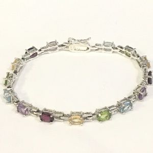 Sterling Silver Multi Gem Tennis Bracelet